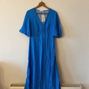 JCPenney Vibrant Blue Flutter Sleeve Maxi Dress
